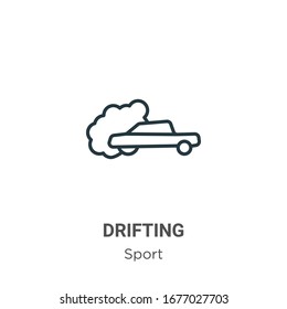 Drifting outline vector icon. Thin line black drifting icon, flat vector simple element illustration from editable sport concept isolated stroke on white background