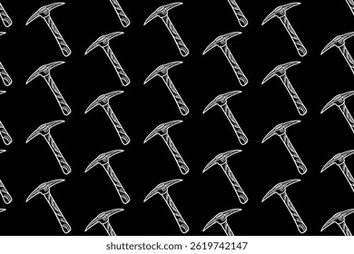 drifting picareta mineiro doodle padrão sem costura no fundo preto para mineiro, explorador, aventura picareta gravura padrão fundo.