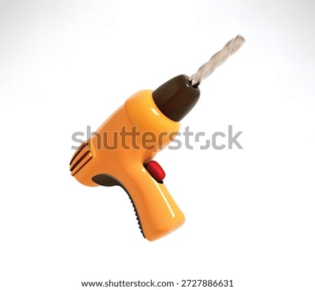 Drill 3d icon. Stylized 3D Electric Power Drill vector illustration.