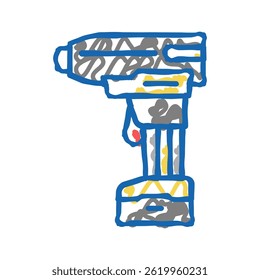 drill with air compressor doodle icon sketch vector. drill with air compressor sign. isolated symbol illustration