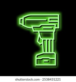 Bohrer mit Luftkompressor Neon-Leuchtzeichen-Vektor. Bohrer mit Luftkompressor