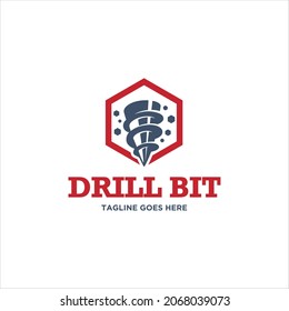 Drill Auger Bit Logo Design Vector Image