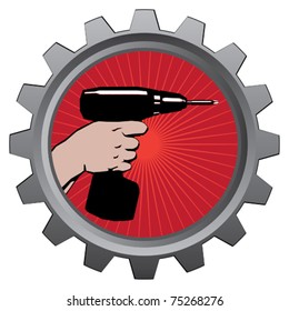 drill in badge vector illustration eps 10