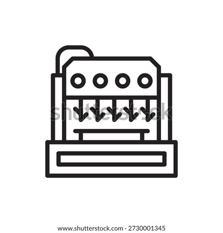 Drill bank icon. High-volume boring and furniture manufacturing, represents multi-spindle drilling, automated hole patterns, industrial cabinet making, and precision woodworking production efficiency.