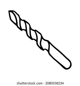 Drill bit in doodle style. Isolated vector.