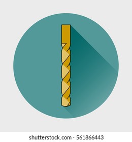 Drill bit icon. Flat design, vector illustration.
