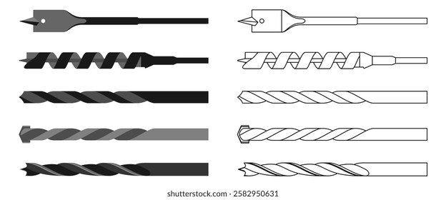 drill bit icon set vector illustration isolated on white background.