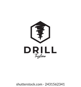 Drill Bit Logo Design Concept Vector Illustration