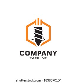 Drill Bit Logo Design Vector Image