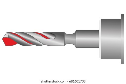 Drill bit made of special high speed steel and red highly durable inserts.