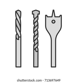 Drill bits color icon. Isolated vector illustration