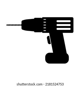 Drill black vector icon on white background