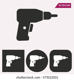 Drill - black and white icons. Vector illustration.