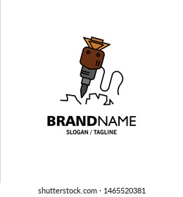 Drill, Building, Construction, Repair, Tool Business Logo Template. Flat Color. Vector Icon Template background