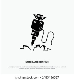 Drill, Building, Construction, Repair, Tool solid Glyph Icon vector