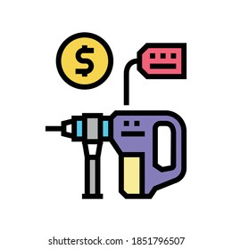 drill building device rental color icon vector. drill building device rental sign. isolated symbol illustration