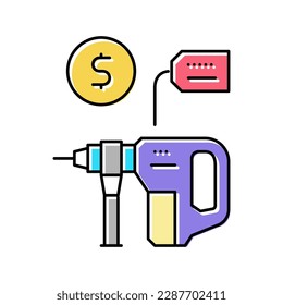 drill building device rental color icon vector. drill building device rental sign. isolated symbol illustration