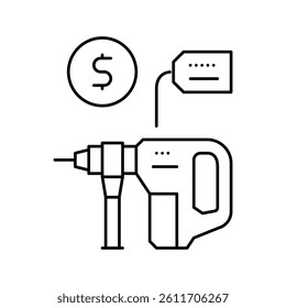 drill building device rental line icon vector. drill building device rental sign. isolated contour symbol black illustration
