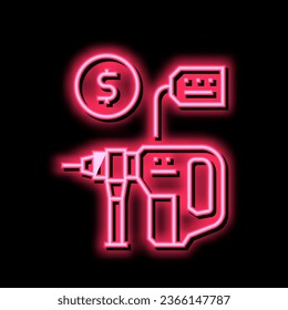 drill building device rental neon light sign vector. drill building device rental sign. isolated symbol illustration