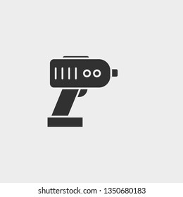 Drill, building , icon, flat illustration isolated vector sign symbol - construction tools icon vector black - Vector