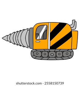 drill car machine illustration hand drawn isolated vector