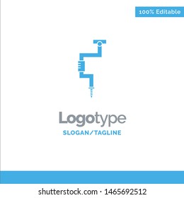 Drill, Carpenter, Tool, Tool, Well Blue Solid Logo Template. Place for Tagline. Vector Icon Template background