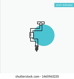 Drill, Carpenter, Tool, Tool, Well turquoise highlight circle point Vector icon. Vector Icon Template background