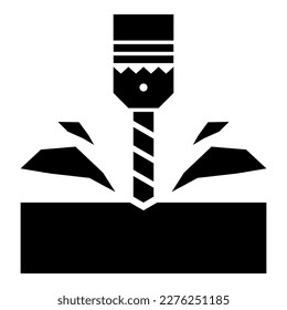 Drill with cartridge material processing shavings bit stationary use icon black color vector illustration image flat style simple