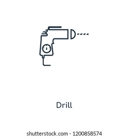 Drill concept line icon. Linear Drill concept outline symbol design. This simple element illustration can be used for web and mobile UI/UX.