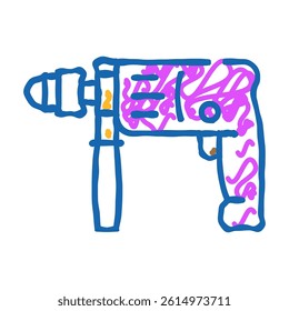 drill construction doodle icon sketch vector. drill construction sign. isolated symbol illustration