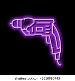 drill construction neon light sign vector. drill construction illustration
