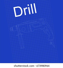 Drill. Contour picture .Vector illustration.