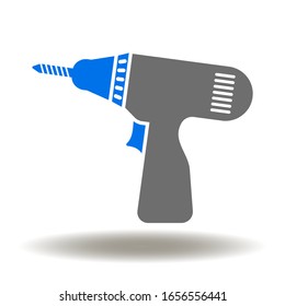 Drill Cordless Icon Vector. Electric screwdriver maintenance home diy tool logo.
