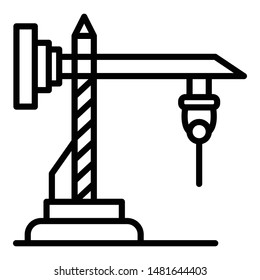 Drill crane icon. Outline drill crane vector icon for web design isolated on white background
