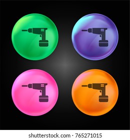 Drill crystal ball design icon in green - blue - pink and orange.