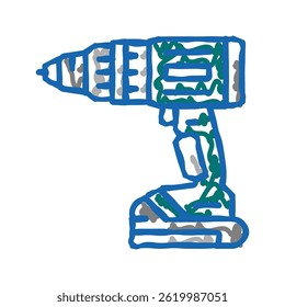 Vector de dibujo de icono de doodle de dispositivo de perforación. Signo de dispositivo de perforación. Ilustración de símbolo aislado