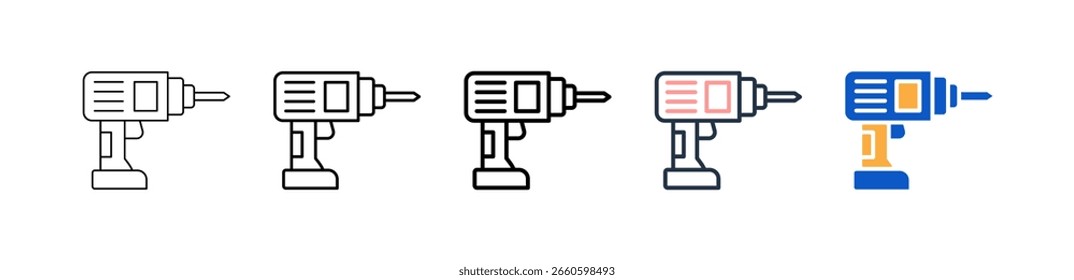 Fazer drill em ícones de estilo diferentes para definir ilustração de vetor.