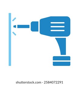 Drill dual tone blue color icon, mini, small illustration. use for modern concept, print, UI, UX kit, web and app development. Vector EPS 10, related to industrial, business, finance, investment.