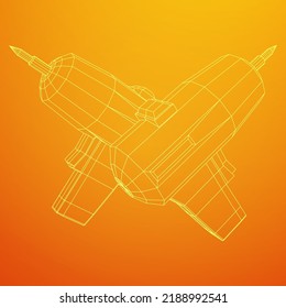 Drill electric device for the home repair. Household instrument. Wireframe low poly mesh vector illustration.