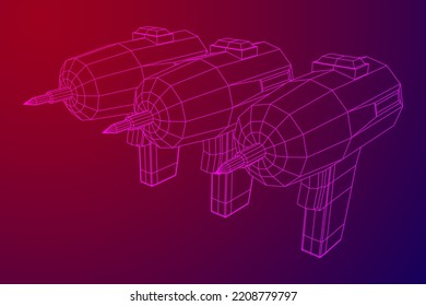Drill electric device for the home repair. Household instrument. Wireframe low poly mesh vector illustration.
