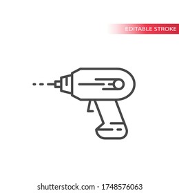 Drill, electric screwdriver instrument thin line vector icon. Outline, editable stroke.