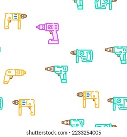 drill equipment construction vector seamless pattern thin line illustration