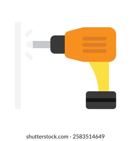 Drill flat color icon, mini, small illustration. use for modern concept, print, UI, UX kit, web and app development. Vector EPS 10, related to industrial, business, finance, investment.