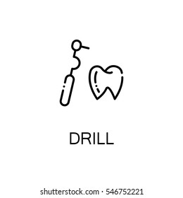 Drill flat icon. High quality outline symbol of medical euipment for web design or mobile app. Thin line signs of medical drill for design logo, visit card, etc. Outline pictogram of drill 