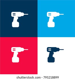 Drill four color material and minimal icon logo set in red and blue