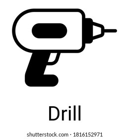 drill glyph icon, vector glyph design