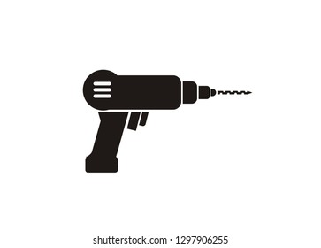 drill gun simple black and white icon