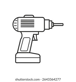 Icono del contorno de la cabeza del taladro en el fondo blanco para la construcción, las herramientas, y los conceptos del equipo del Industrial
