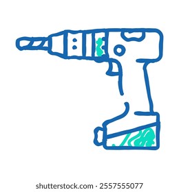 drill hole assembly furniture doodle icon sketch vector. drill hole assembly furniture sign. isolated symbol illustration