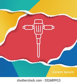 Drill hole machine line icon